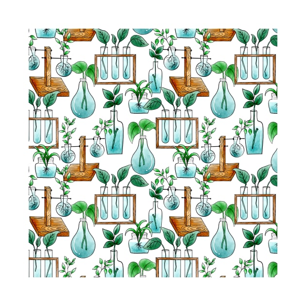 Plant Water Propagation Watercolor Pattern by Farissa