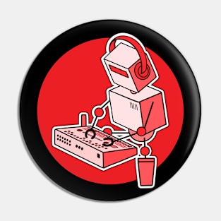 Robot Playing Drum Machine Pin