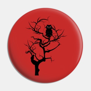 Black Owl on Tree Pin