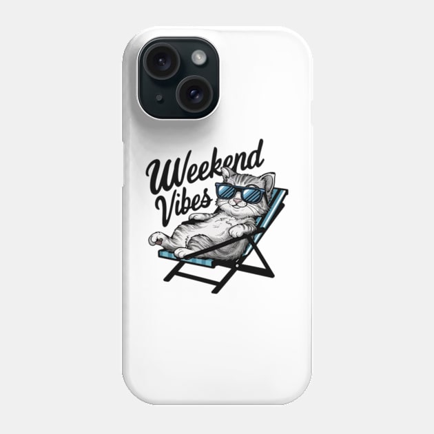 One design features a cool and comfortable kitten wearing sunglasses, casually lounging on a beach chair Phone Case by YolandaRoberts