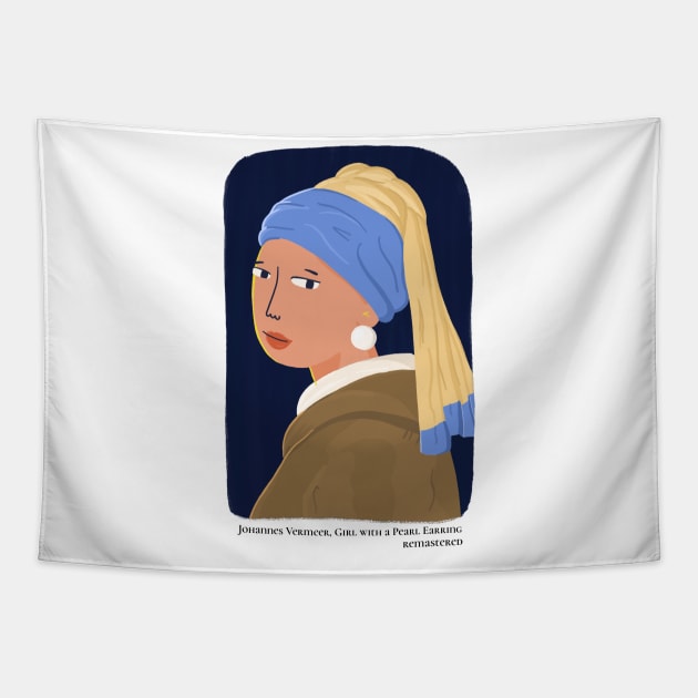 Johannes Vermeer Girl with a Pearl Earring Classical Art Memes Tapestry by Wo:oM Atelier