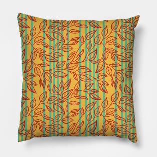 Minimalist Leaf Line Art Illustration as a Seamless Surface Pattern Design Pillow