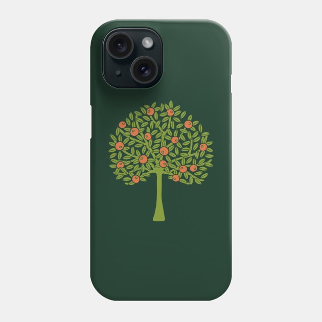 ORANGERIE Citrus Fruit Orange Tree Grove Tropical Botanical in Vintage 1970s Avocado Green and Burnt Orange on Dark Green - UnBlink Studio by Jackie Tahara Phone Case by UnBlink Studio by Jackie Tahara