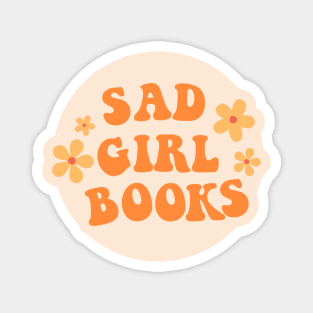 Sad girl books - orange Magnet