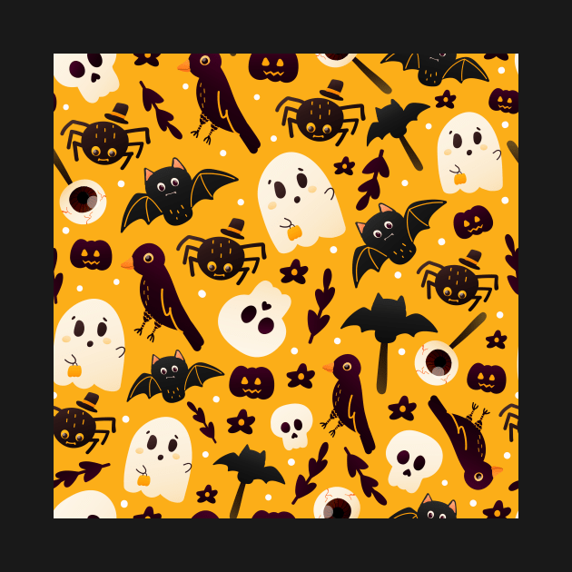 Colourful orange halloween pattern by Lozovytska