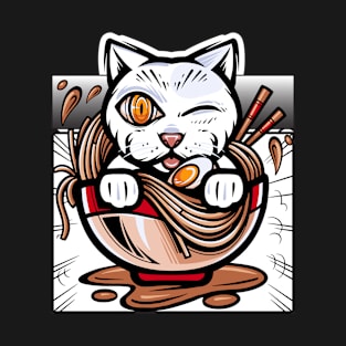 Anime Ramen Cat Noodles Cute Japanese Animation T-Shirt