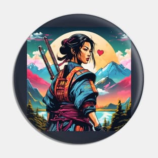 samurai girl heart Pin