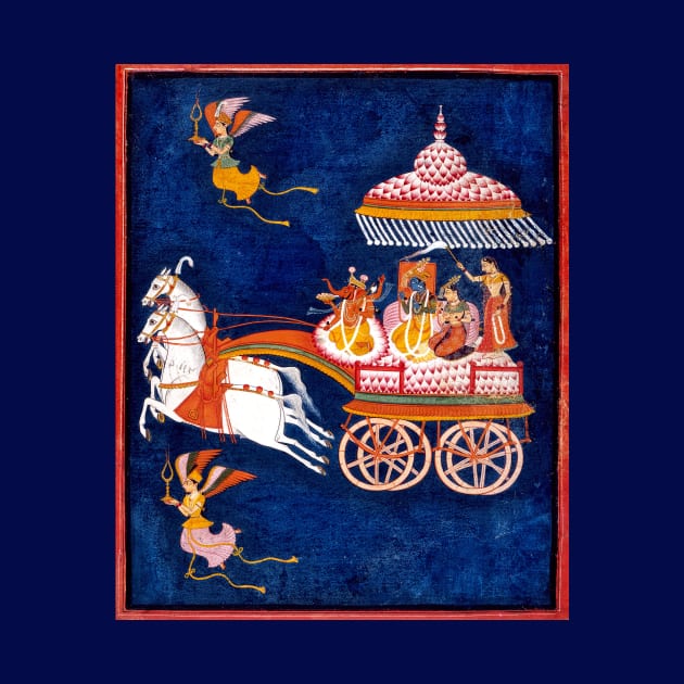 Krishna & Rukmini in a Celestial Chariot Driven by Ganesha by rocketshipretro