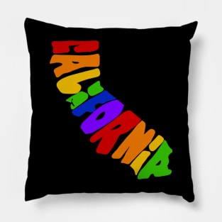 Rainbow California Map Pillow