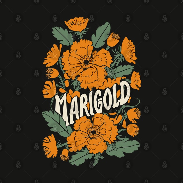 Marigold Retro Flower Design by craftydesigns