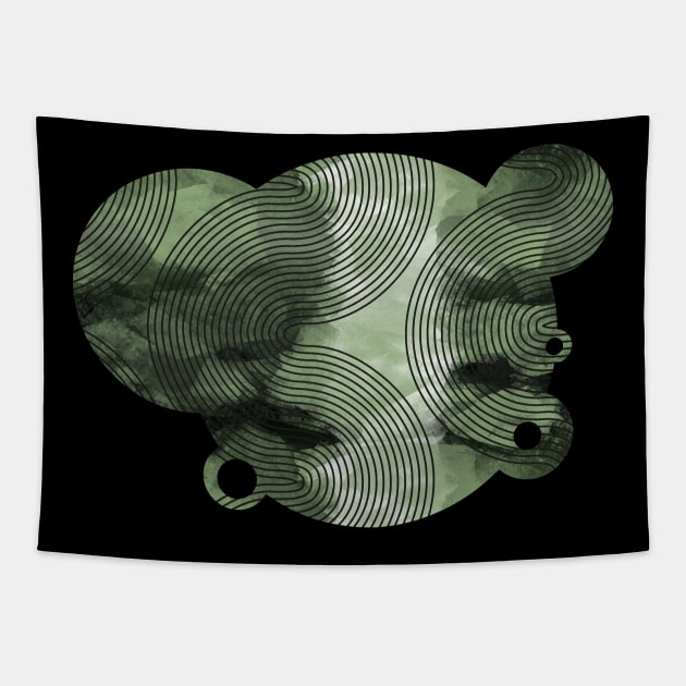 Black curves on green blob Tapestry by kobyakov