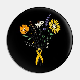 Childhood Cancer Awareness Gold Ribbon Wildflower Hippie Pin