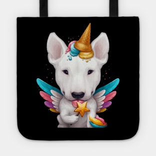 White English Bull Terrier Ice Cream Cone Unicorn Tote