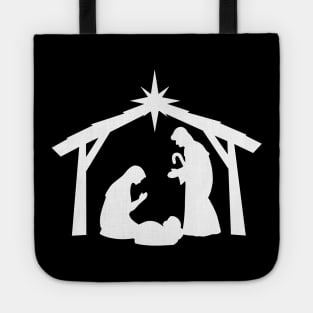 A White Christmas Nativity Scene Tote