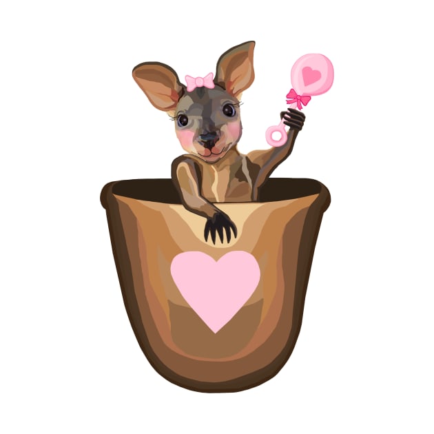 Baby Girl Kangaroo Joey in Pouch by Art by Deborah Camp