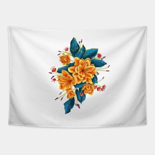 bunch of flowers with blue leaves Tapestry