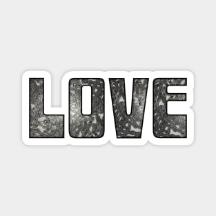 Mass of Bike Chain Love (black outline) Magnet