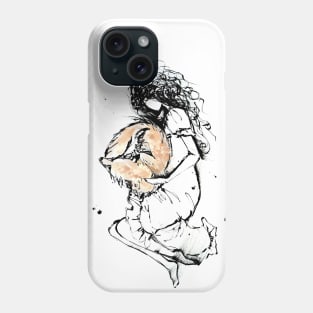 Wild and Free - Drawing of a girl and a fox Phone Case