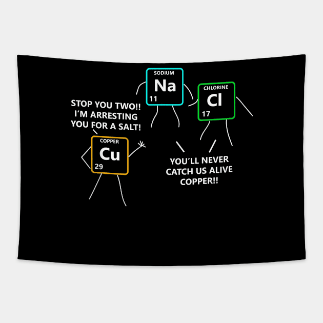 Salt and Copper Periodic Table Police Pun Chemistry Tapestry by Sinclairmccallsavd