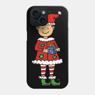 Merry Christmas Elf Santa With Gift Phone Case