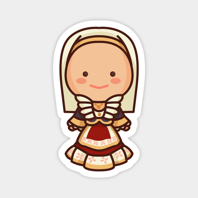 Cute Italian Sardinia Woman with Traditional Dress Magnet by SLAG_Creative