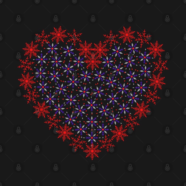 Red and violet snowflakes fancy heart by Nano-none