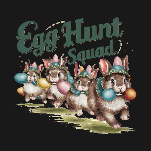 Egg Hunt Squad Running Rabbits by Starart Designs