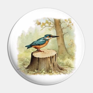 kingfisher on a tree stump Pin