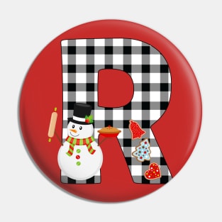 BW Buffalo Checks Pattern Monogram R | Snowman Pin