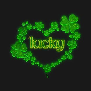 St. Patrick's Day Heart Shaped Clover Design T-Shirt