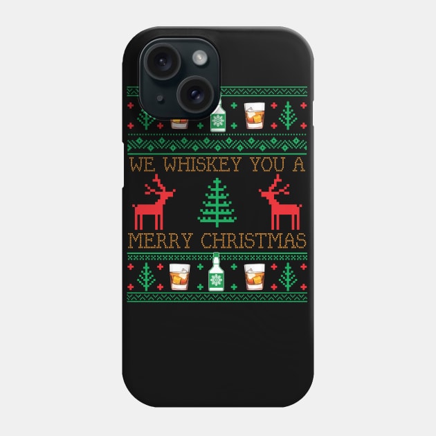 Funny Whiskey Drinking Ugly Christmas Sweater Phone Case by mrsmitful01