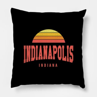 Indianapolis, Indiana - IN Retro Sunrise/Sunset Pillow