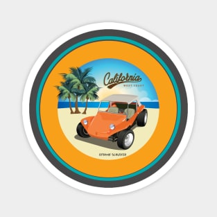 Dune Buggy Manx on Beach with Palms California Magnet