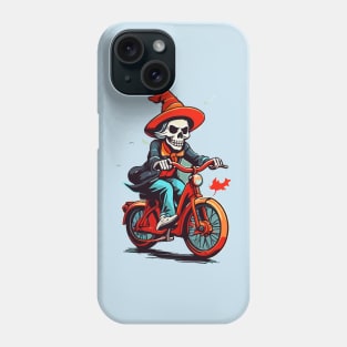 Witch skeleton riding bike Phone Case