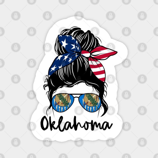 Oklahoma girl Messy bun , American Girl , Oklahoma Flag Magnet by JayD World