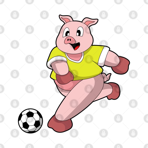 Pig as Soccer player with Soccer by Markus Schnabel