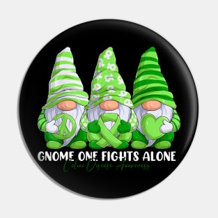 Celiac Disease Awareness Month Light Green Ribbon Gnomies Pin