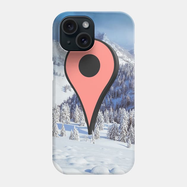 Wish I was there (google marker snowy mountain) Phone Case by Bomdesignz