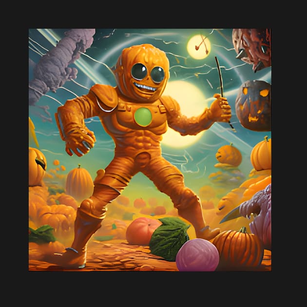 Pumpkin Alien Showing Off Muscles by MiracleROLart