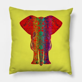 Rainbow Red Elephant on Yellow Pillow