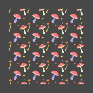 Seamless Groovy Pattern Mushrooms T-Shirt