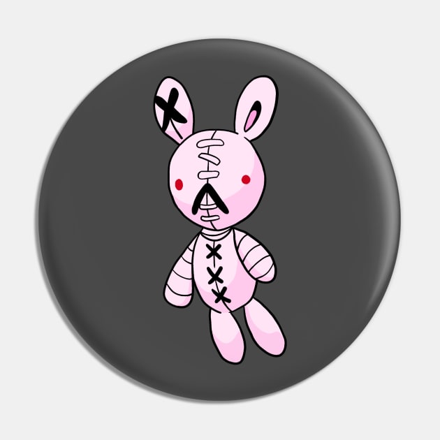 Pink Bunny Rabbit Doll Stitch Bandage Stitches Meiruko Lucky Charm Pin by XTUnknown