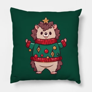 Cute Cartoon Christmas Hedgehog Pillow