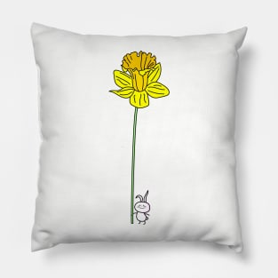 Cute rabbit and daffodil Pillow