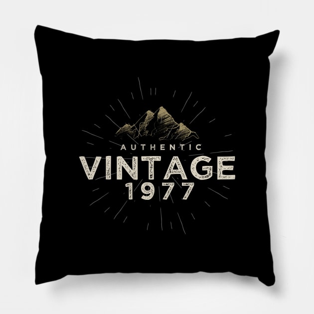 Authentic Vintage 1977 Birthday Design Pillow by DanielLiamGill