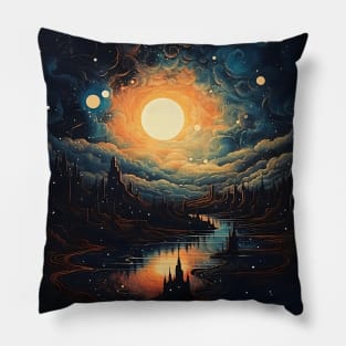Cosmic Canvas: Whimsical Art Prints Featuring Abstract Landscapes, Galactic Wonders, and Nature-Inspired Delights for a Modern Space Adventure! Pillow
