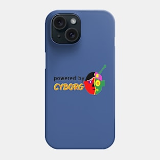 Powered by Cyborg Design on Blue Background Phone Case