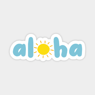 Blue Aloha With Sun Design Magnet