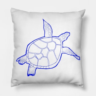 Dark blue swimming turtle Pillow