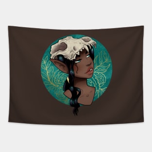 Wolf Skull Fairy Woman Tapestry